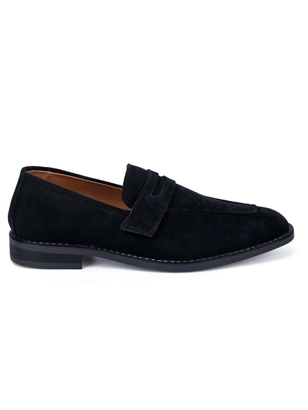 Jet Black Italian Suede Leather Moccasin Shoes