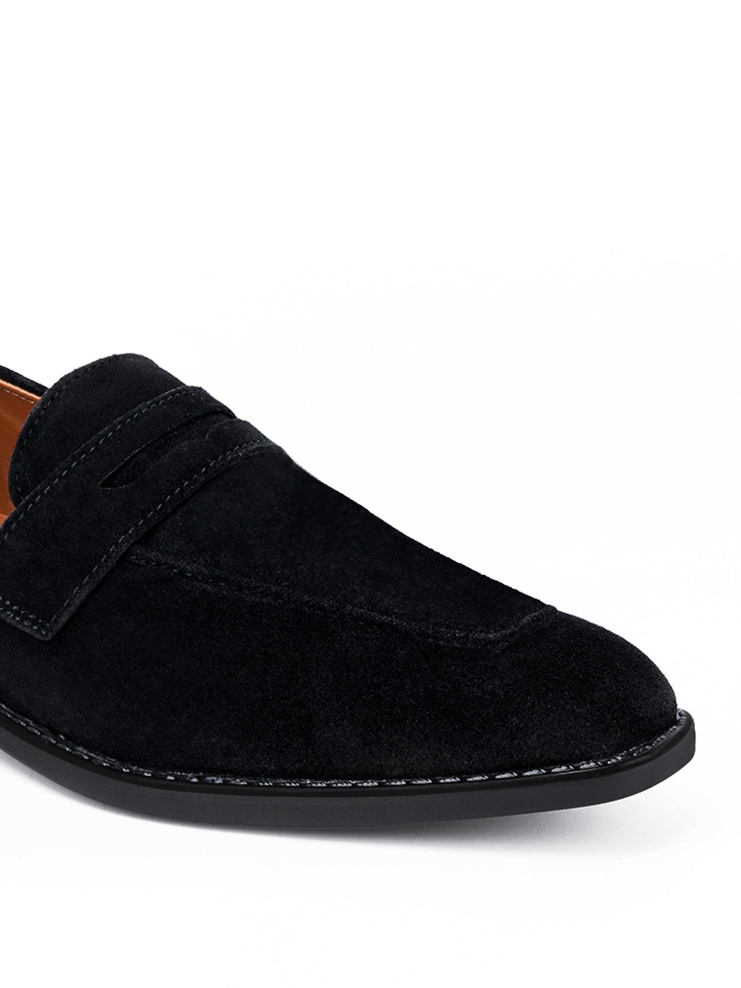 Jet Black Italian Suede Leather Moccasin Shoes