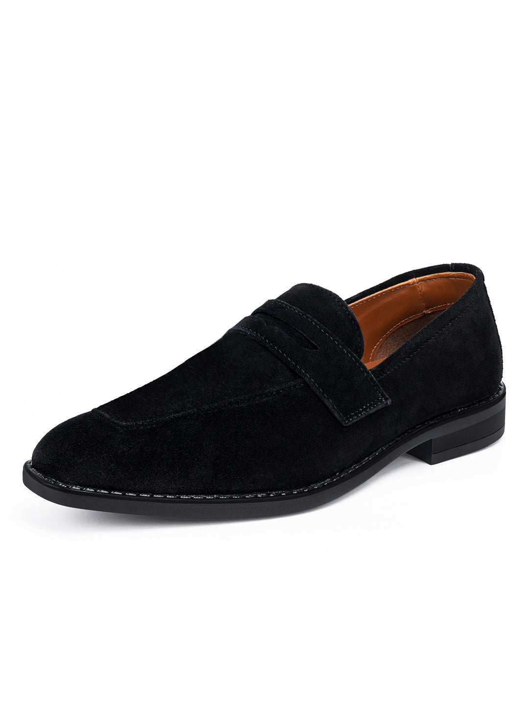 Jet Black Italian Suede Leather Moccasin Shoes