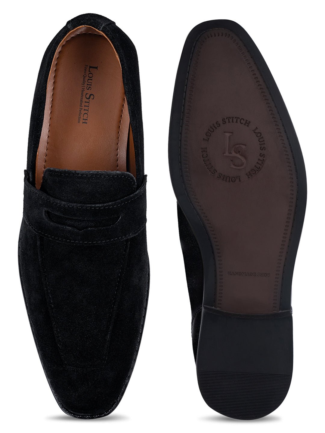 Jet Black Italian Suede Leather Moccasin Shoes