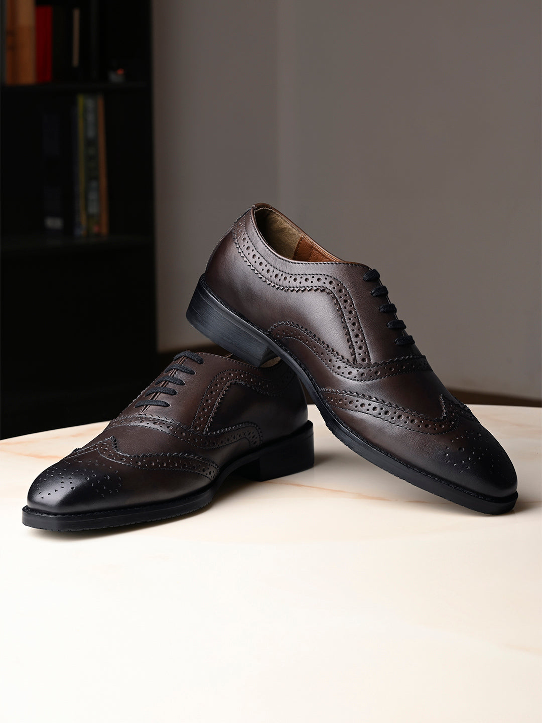 Brunette Brown Brogue Style Comfortable Laceups for Men