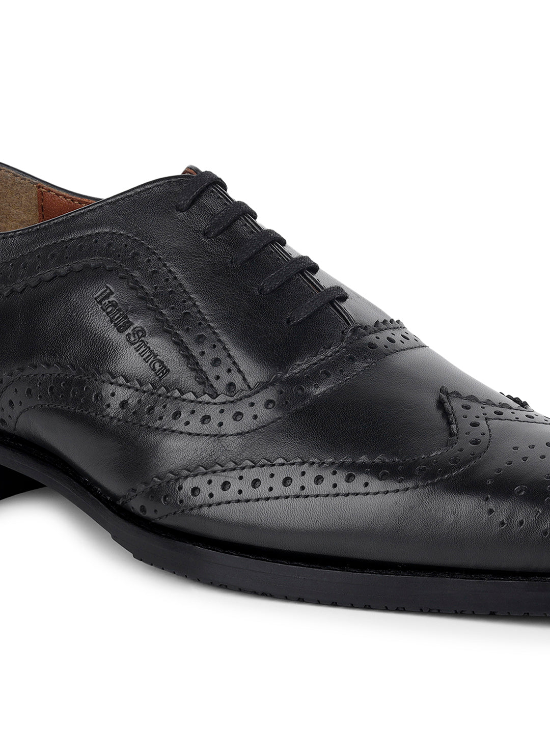 Jet Black Brogue Style Comfortable Laceups for Men