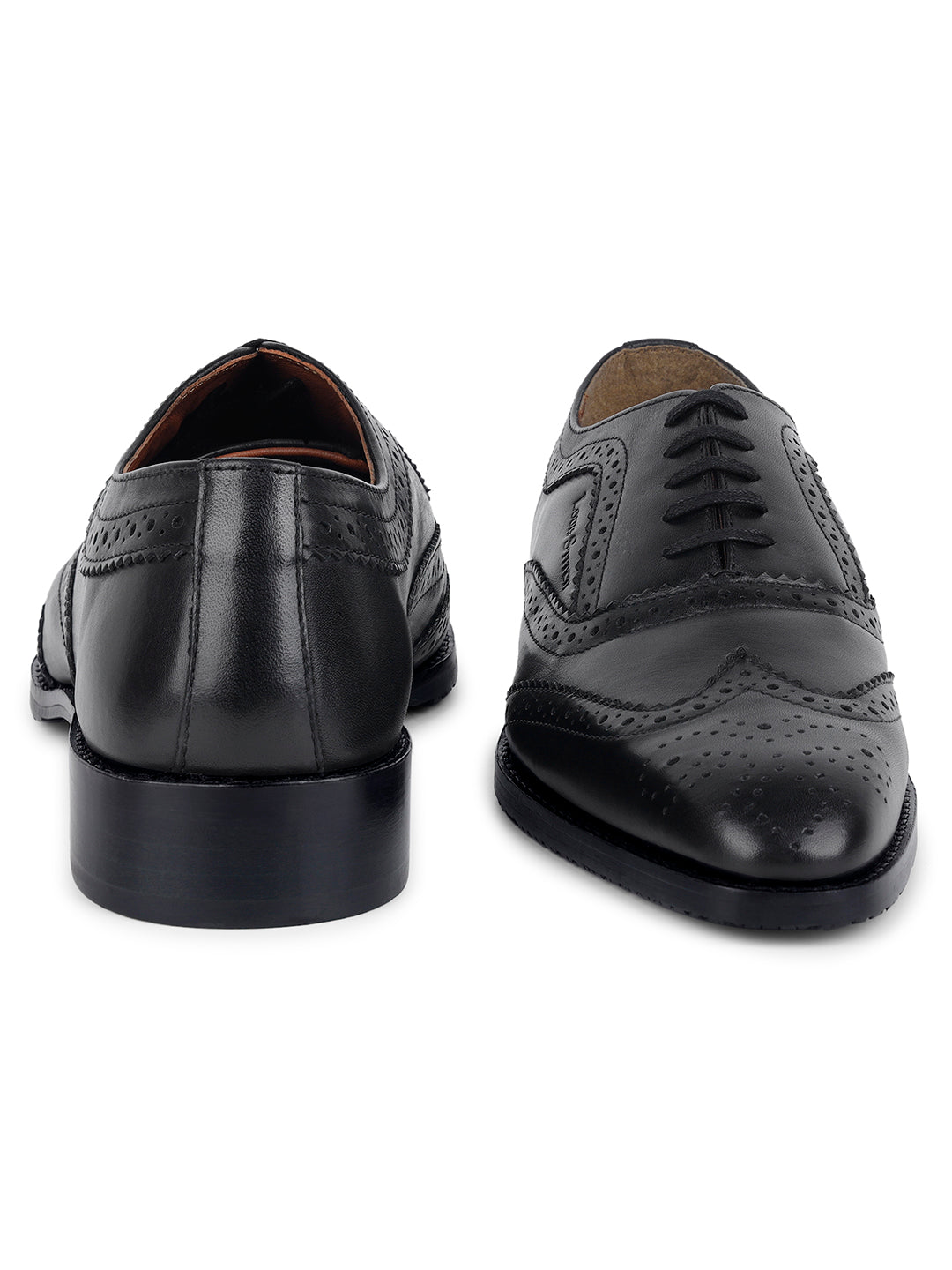 Jet Black Brogue Style Comfortable Laceups for Men