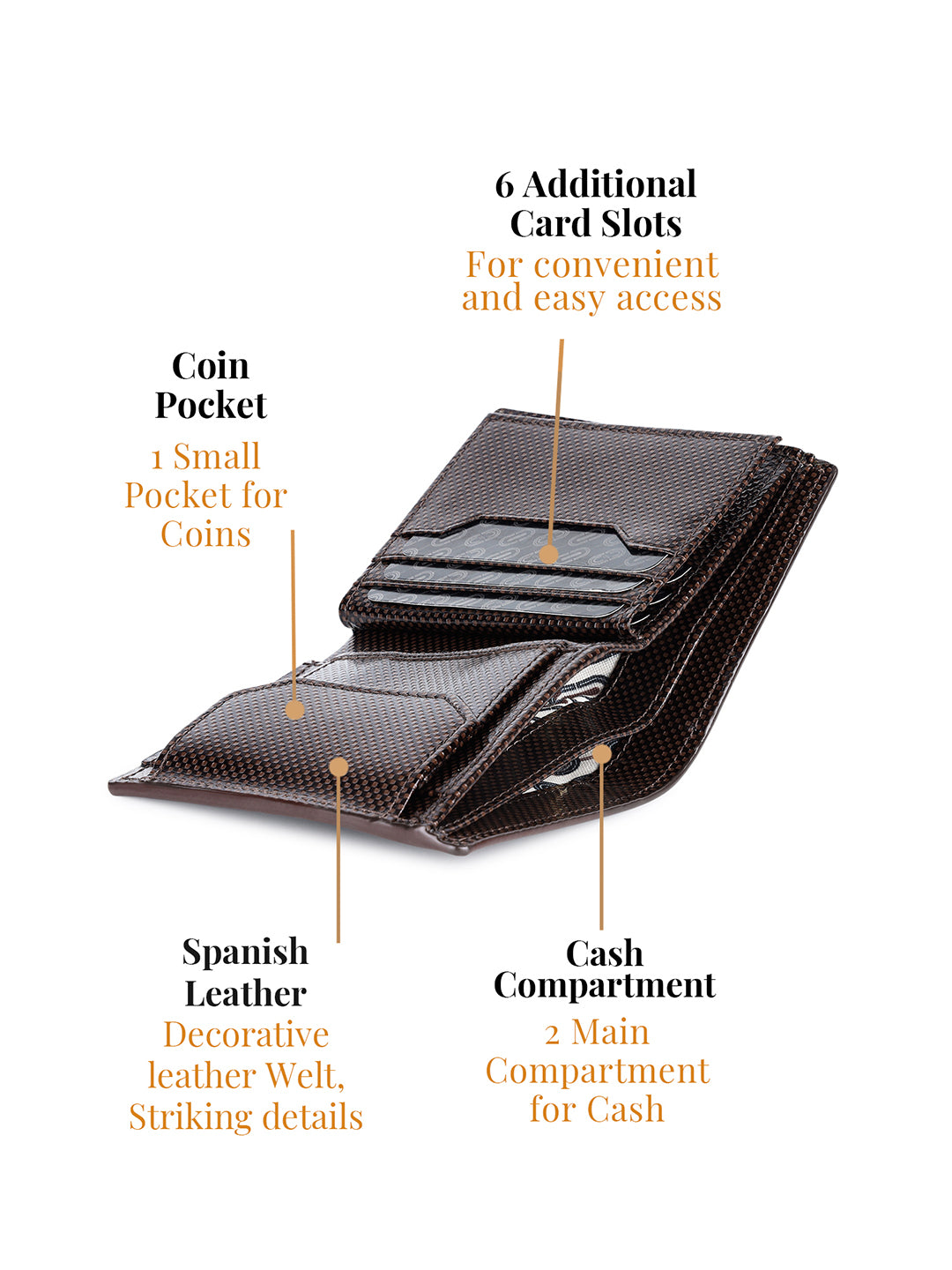 Spanish Leather Men's Brown Bifold Wallet with RFID Protection