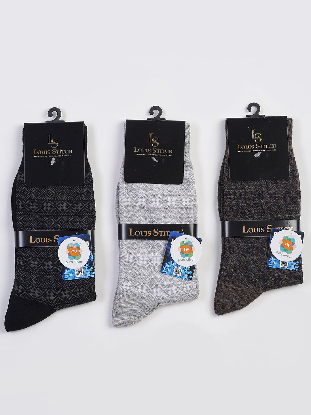 Ethinic Style Full Length Egyptian Cotton Socks (Pack Of 3)