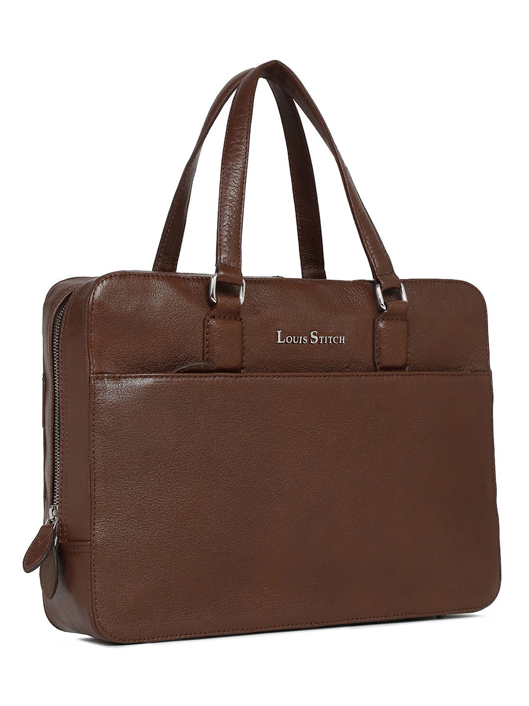 Men's Brown Italian Leather Laptop Bag Multifunctional Executive Briefcase with Shoulder Strap