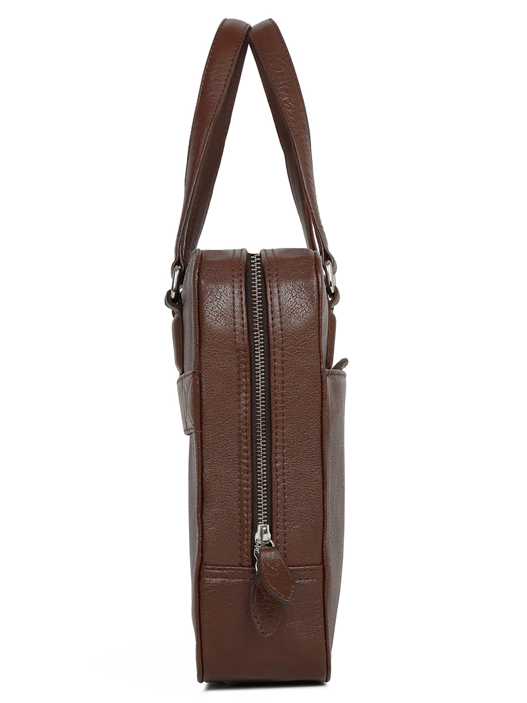 Men's Brown Italian Leather Laptop Bag Multifunctional Executive Briefcase with Shoulder Strap