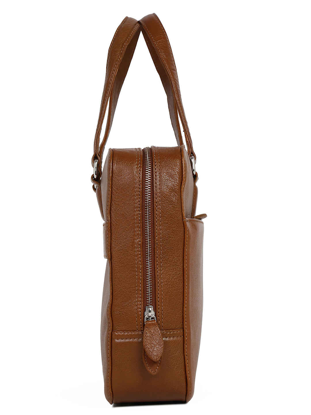 Men's Tan Italian Leather Laptop Bag Multifunctional Executive Briefcase with Shoulder Strap