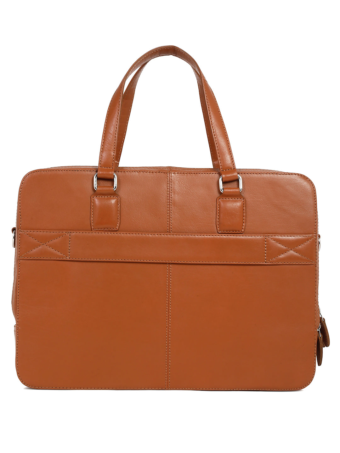 Men's Tan Italian Leather Laptop Bag Multifunctional Executive Briefcase with Shoulder Strap