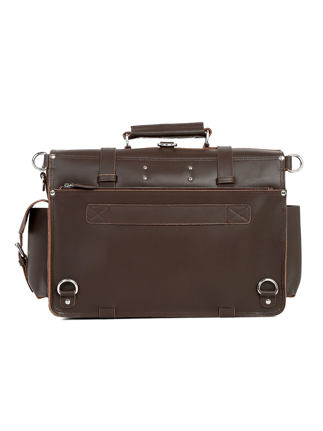 Men's Brown Italian Leather Laptop Bag Multifunctional Executive Briefcase with Shoulder Strap