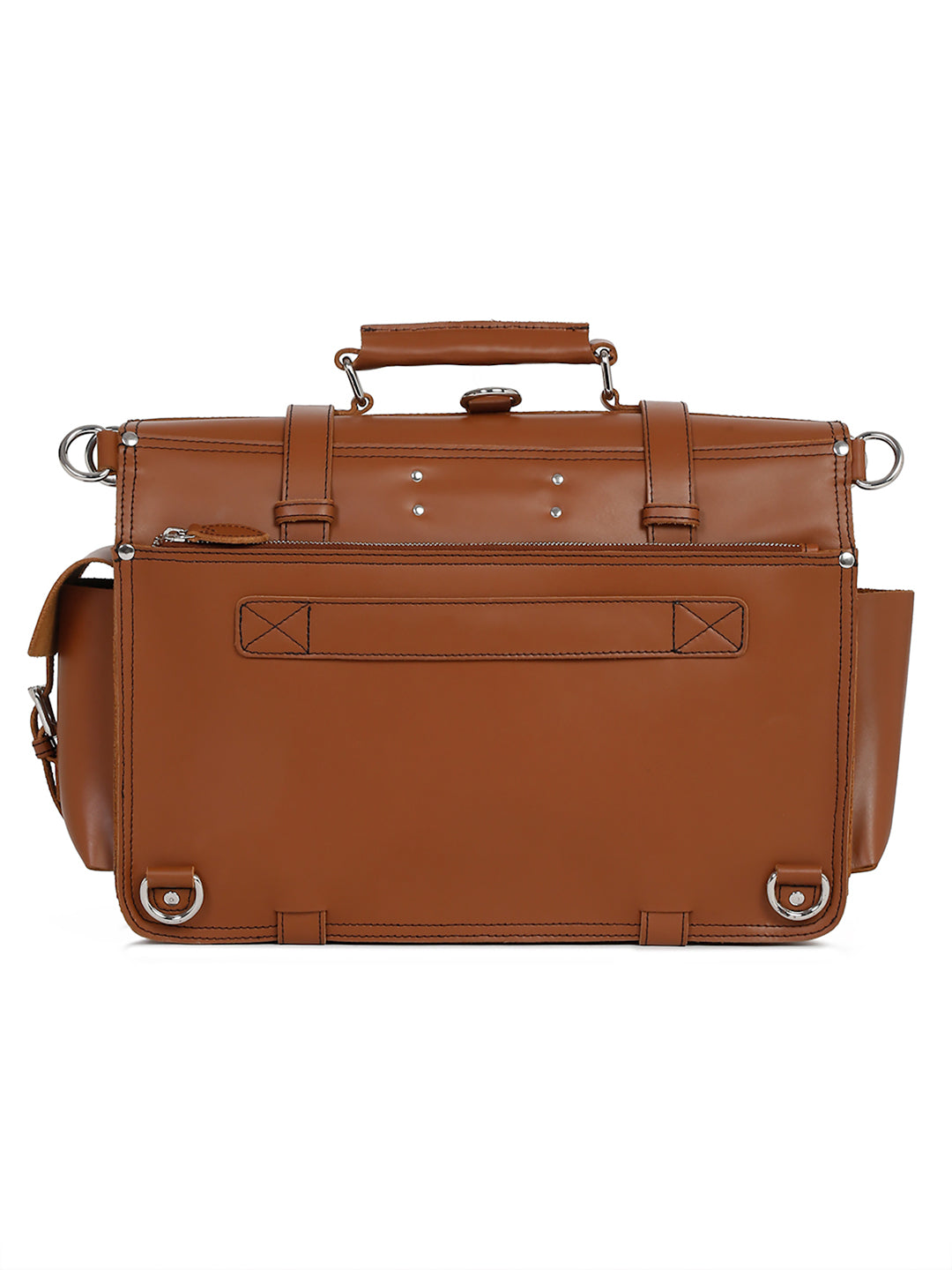 Men's Tan Italian Leather Laptop Bag Multifunctional Executive Briefcase with Shoulder Strap