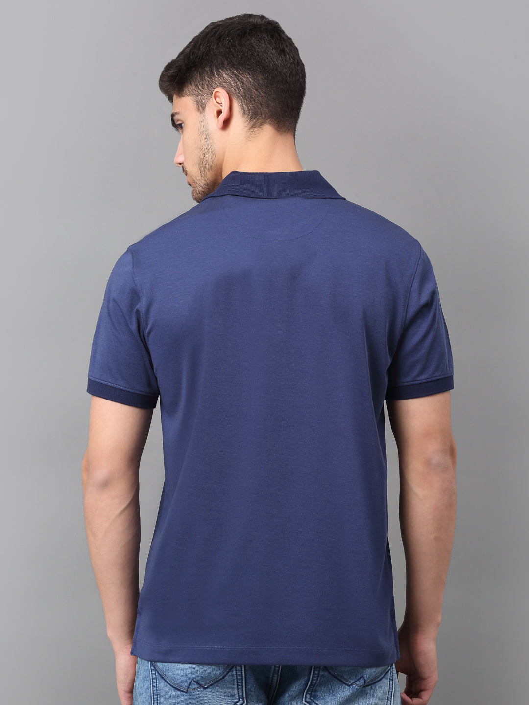 Slim Fit Polo T-shirt for Men Egyptian Cotton Classic fit Semi formal Half sleeves Solid Navy Blue Mens Polo Tees