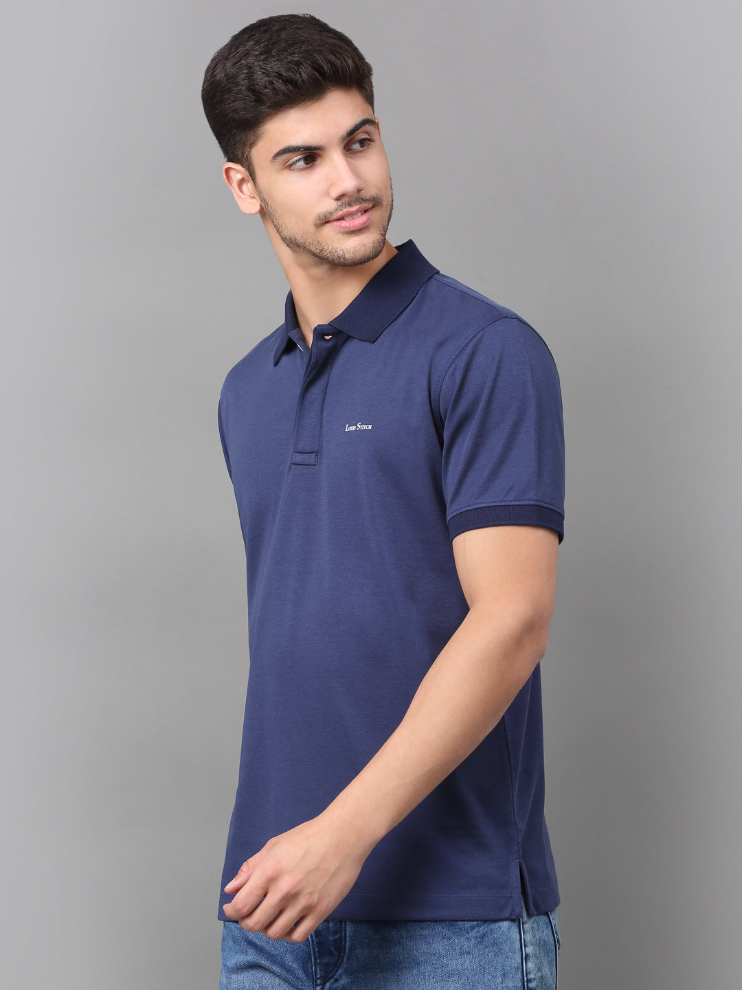 Slim Fit Polo T-shirt for Men Egyptian Cotton Classic fit Semi formal Half sleeves Solid Navy Blue Mens Polo Tees