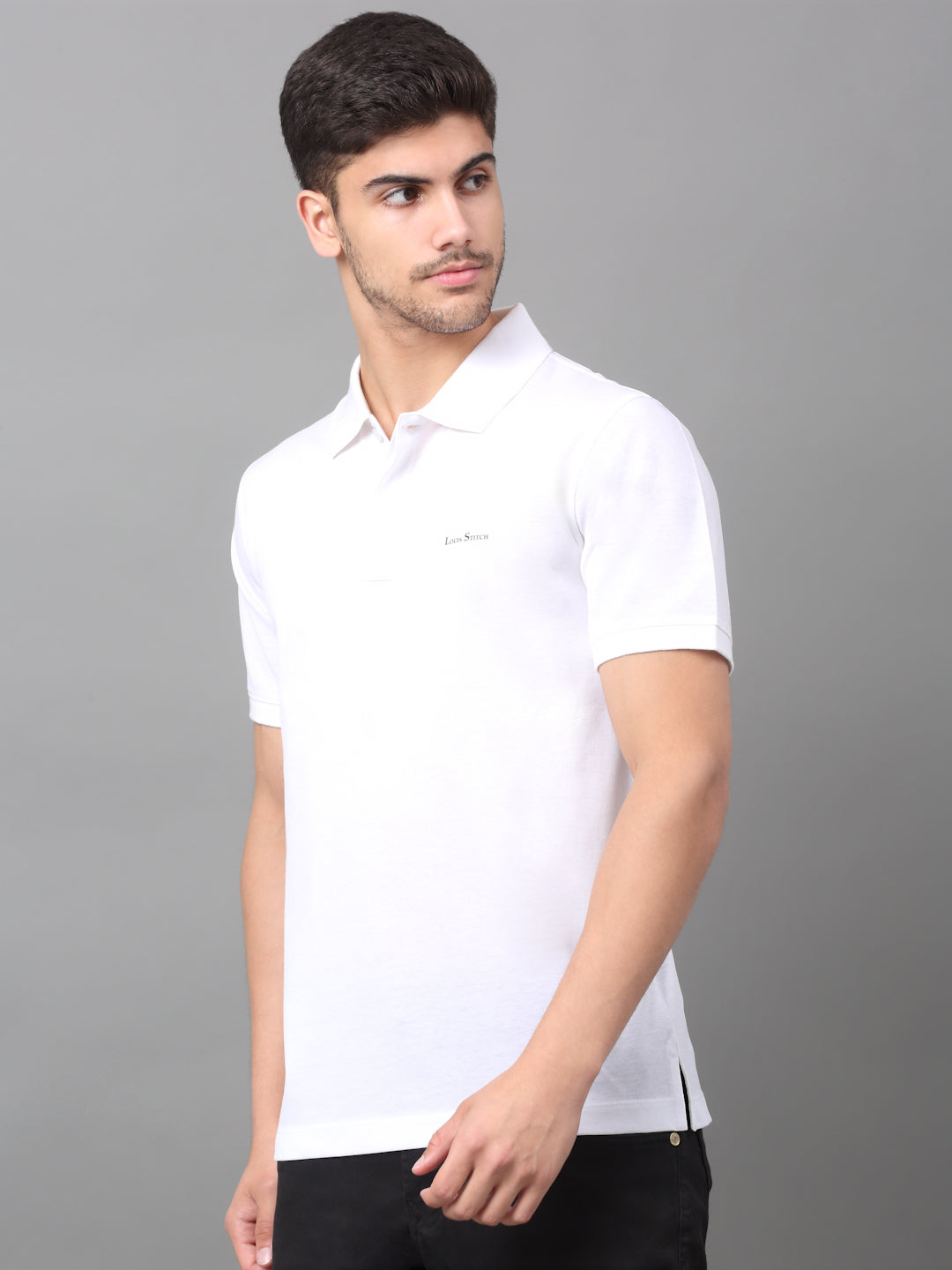 Slim Fit Polo T-shirt for Men Egyptian Cotton Classic fit Semi formal Half sleeves Solid White Mens Polo Tees