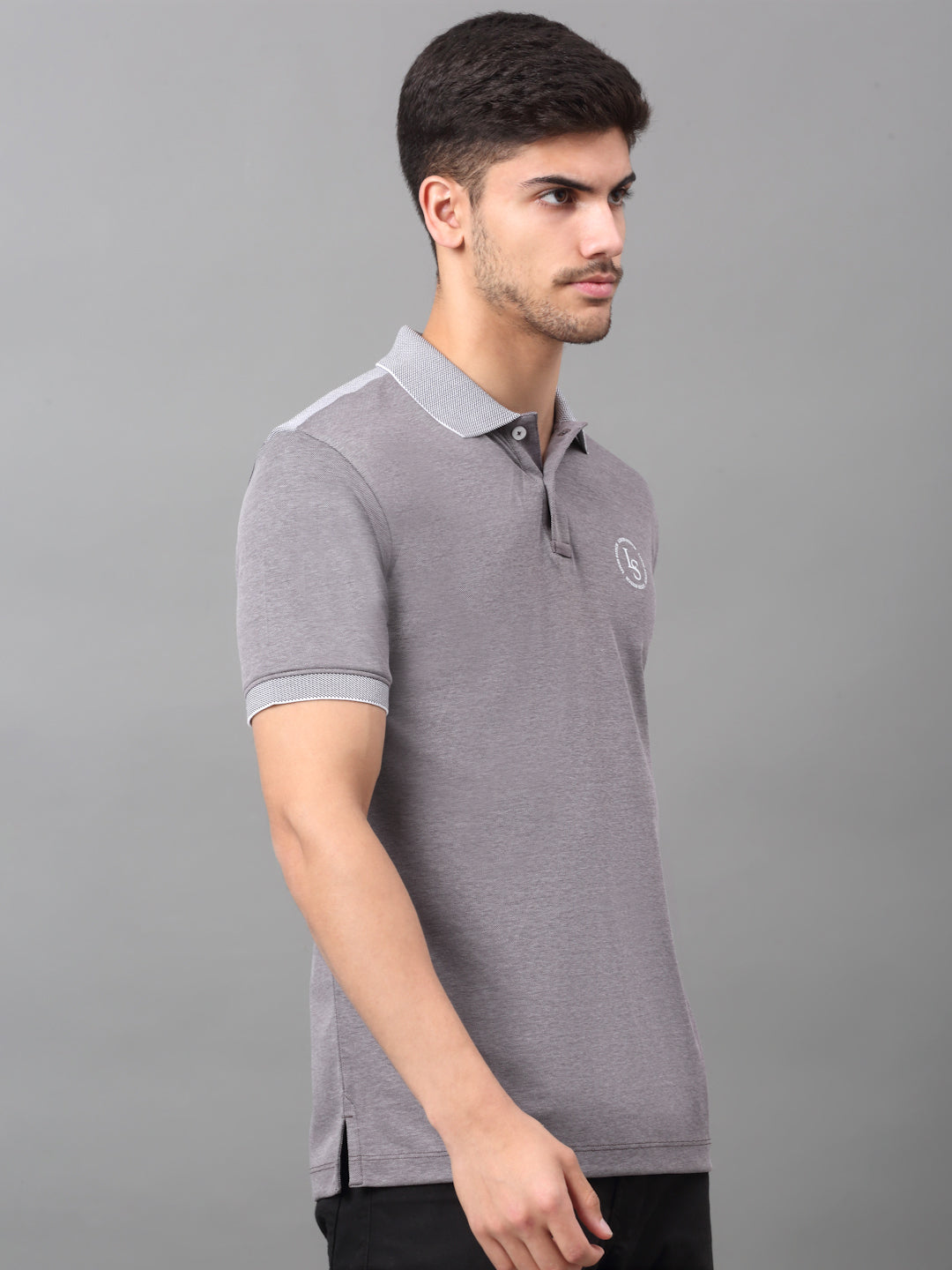 Slim Fit Polo T-shirt for Men Egyptian Cotton Classic fit SmarT-shirtCasual Half sleeves Solid Grey Mens Polo Tees