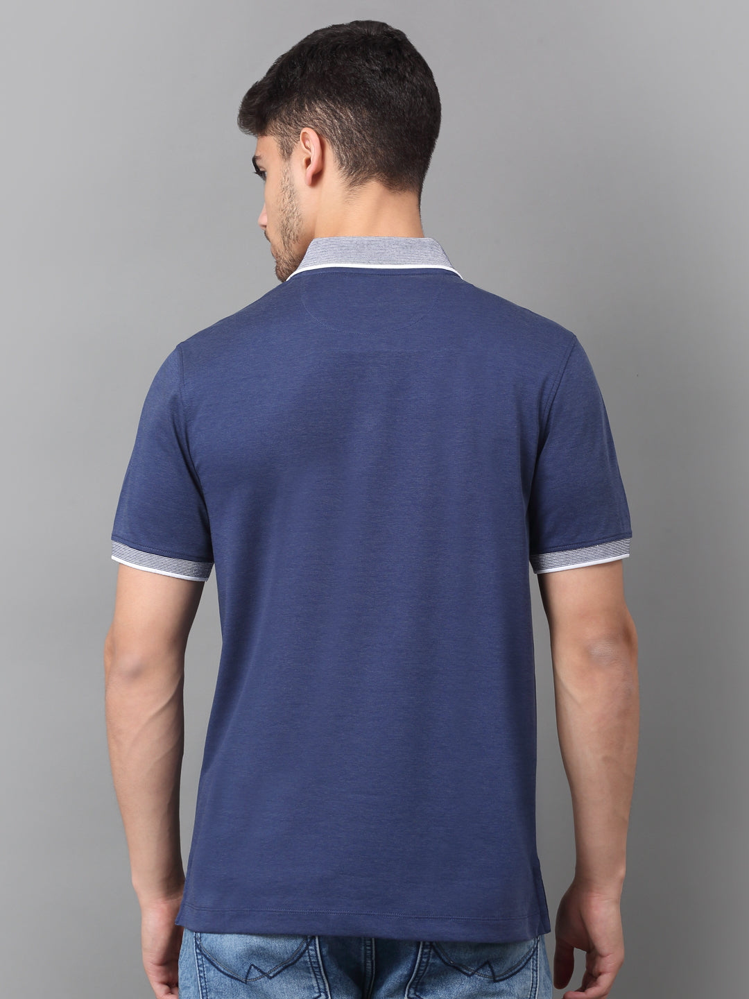 Slim Fit Polo T-shirt for Men Egyptian Cotton Classic fit Business Casual Half sleeves Solid Navy Blue Mens Polo Tees