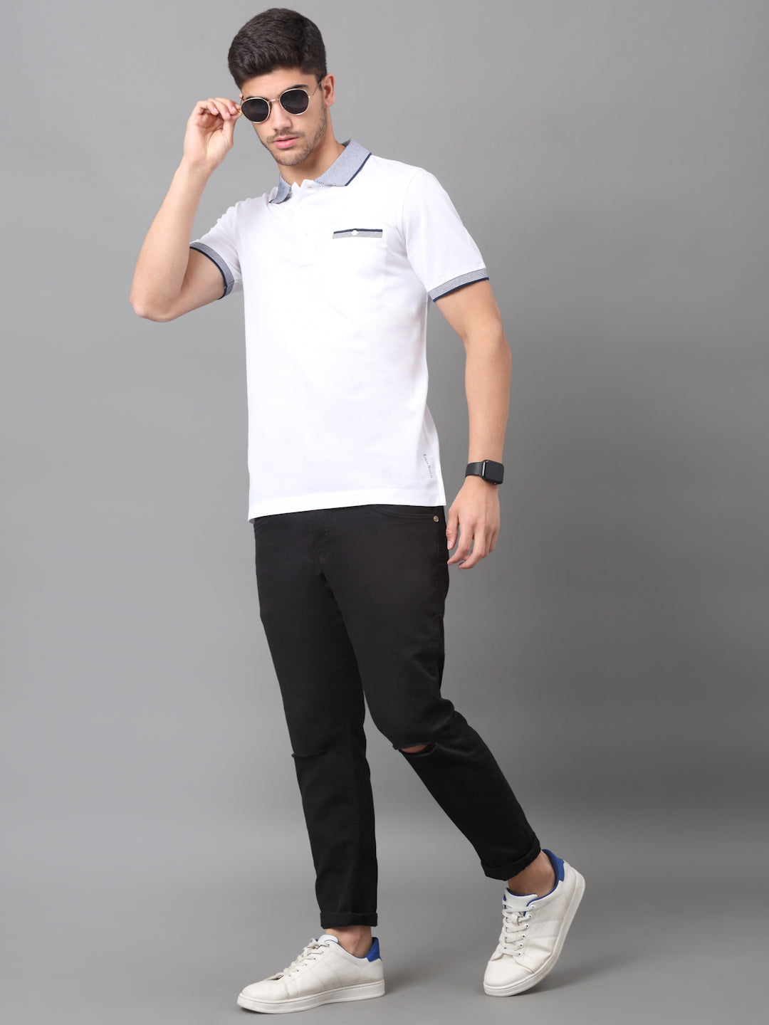 Slim Fit Polo T-shirt for Men Egyptian Cotton Classic fit Business Casual Half sleeves Solid White Mens Polo Tees