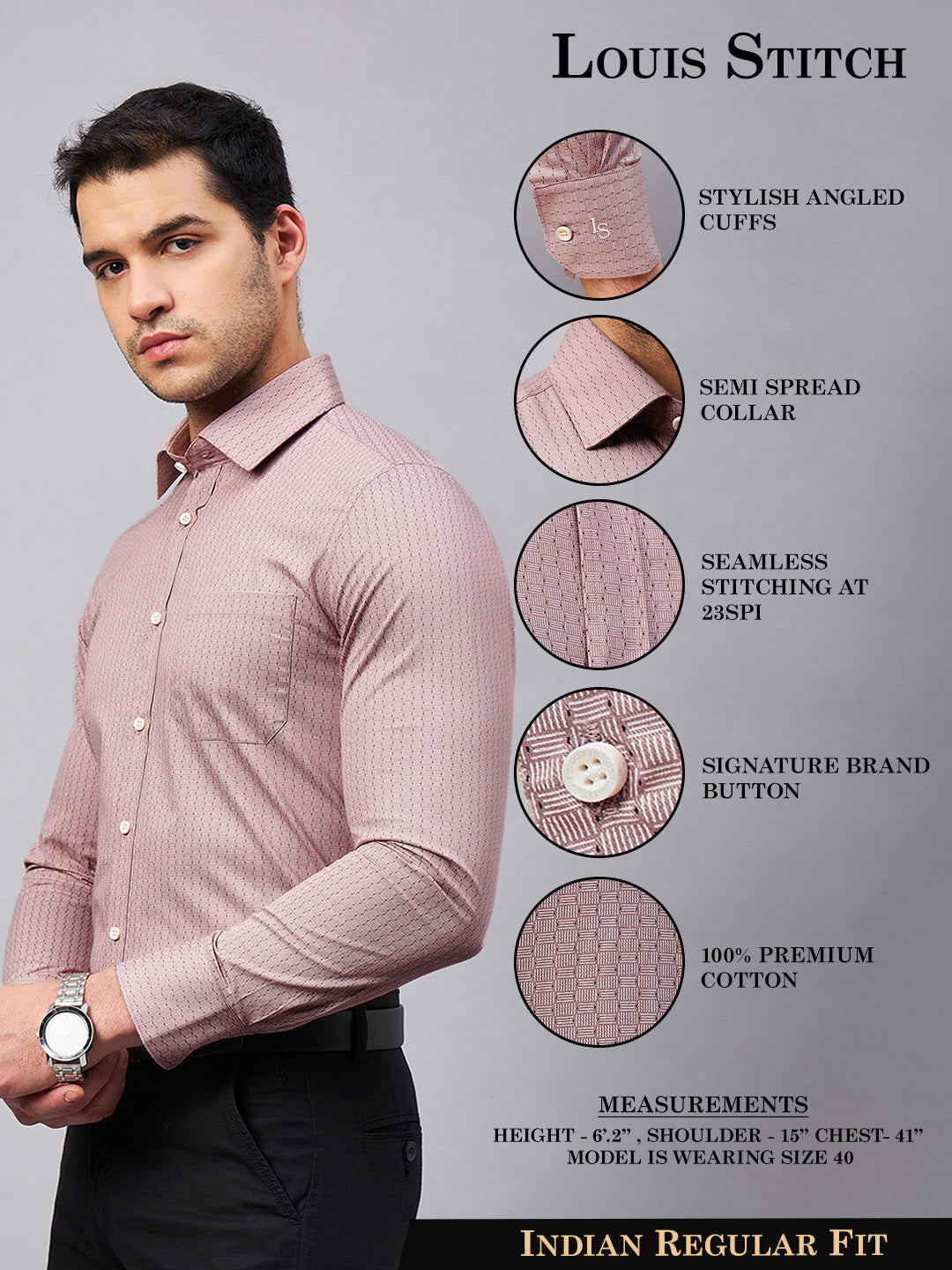 Regular Fit Formal Shirts For Men Perfectly Handfinished Collar & Cuffs