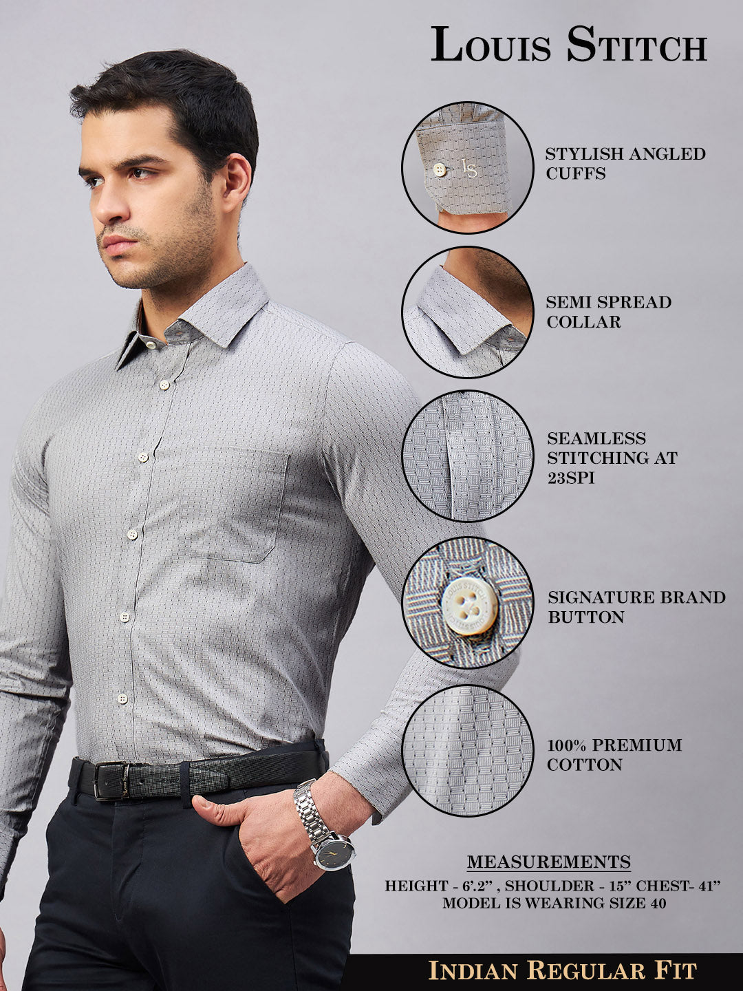 Regular Fit Formal Shirts For Men Perfectly Handfinished Collar & Cuffs