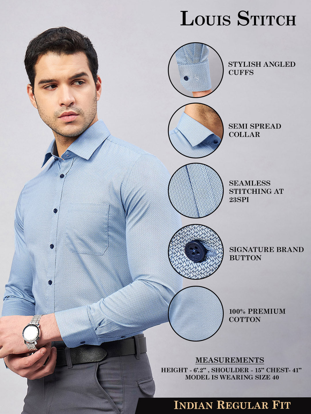 Regular Fit Formal Shirts For Men Perfectly Handfinished Collar & Cuffs