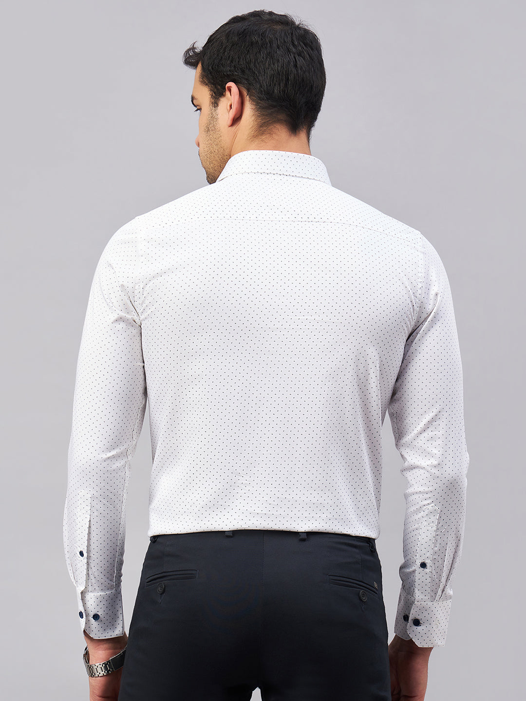 Regular Fit Semi Formal Graphic White Shirt For Men