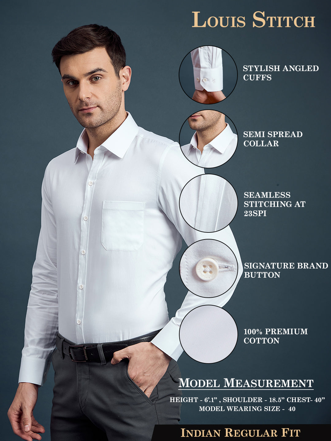 Men's Regular Fit Solid White Formal Shirt