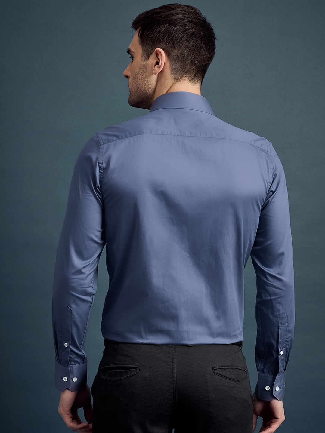 Men's Regular Fit Solid Blue Formal Shirt