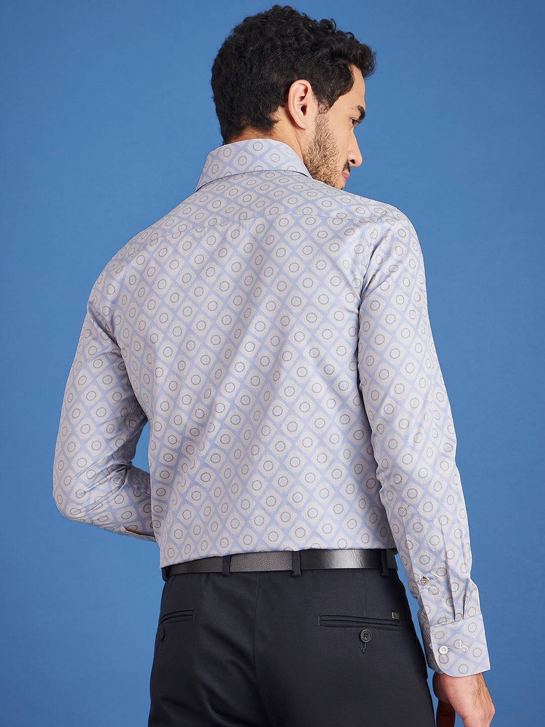 Regular Fit Formal Paisley Blue Shirt For Men