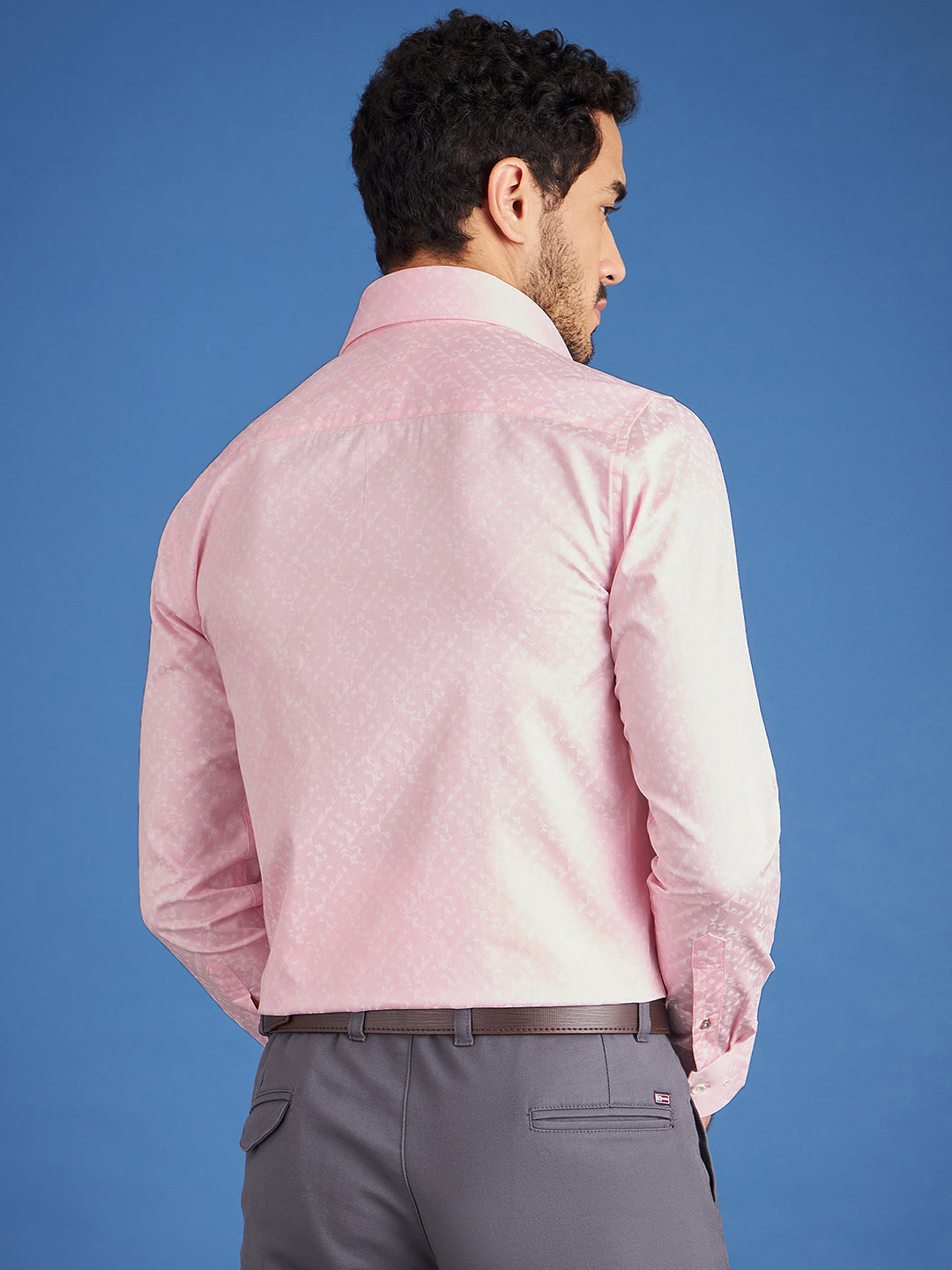 Regular Fit Formal Abstract Pink Shirt For Men