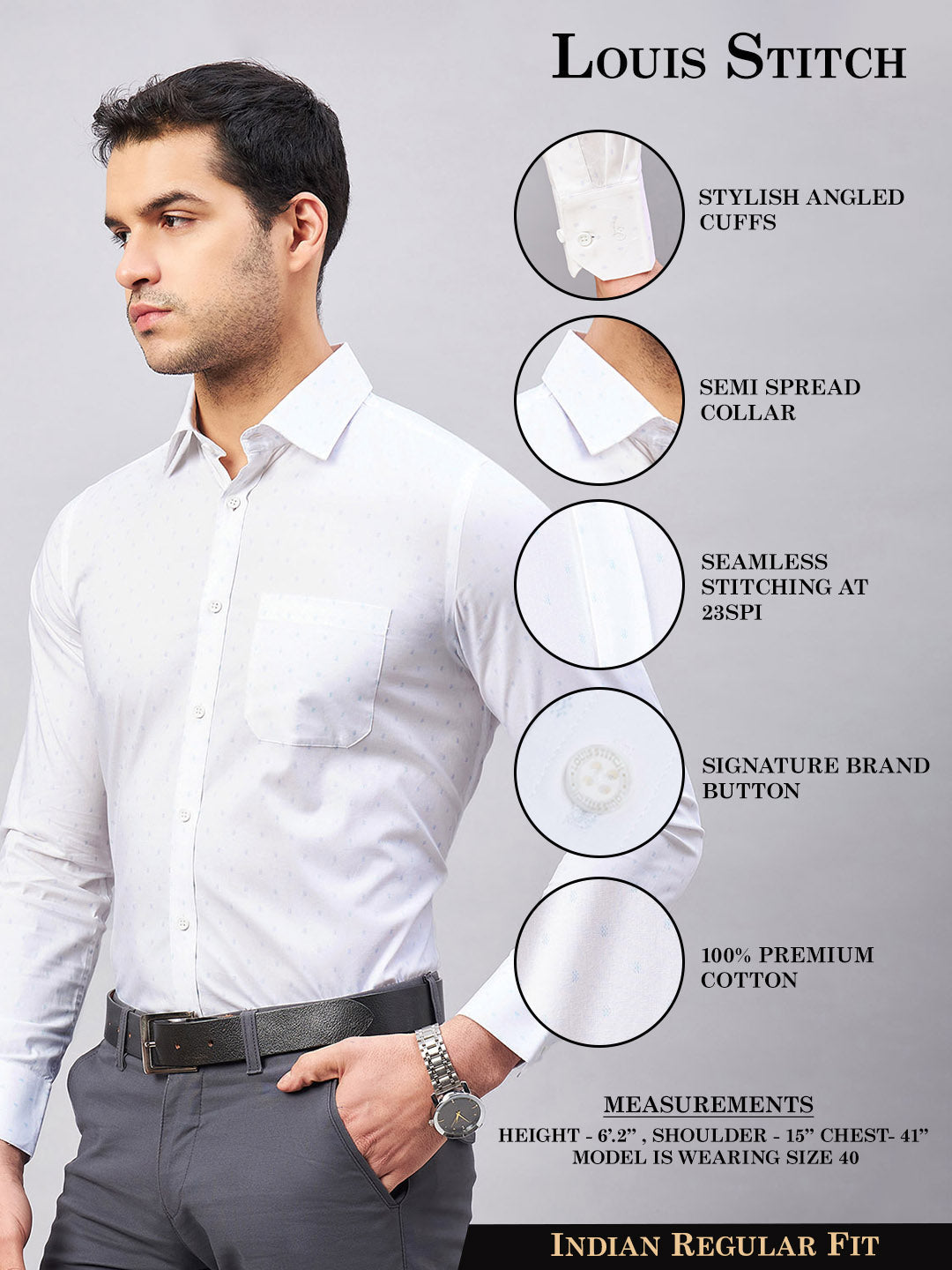 Regular Fit Formal Shirts For Men Perfectly Handfinished Collar & Cuffs