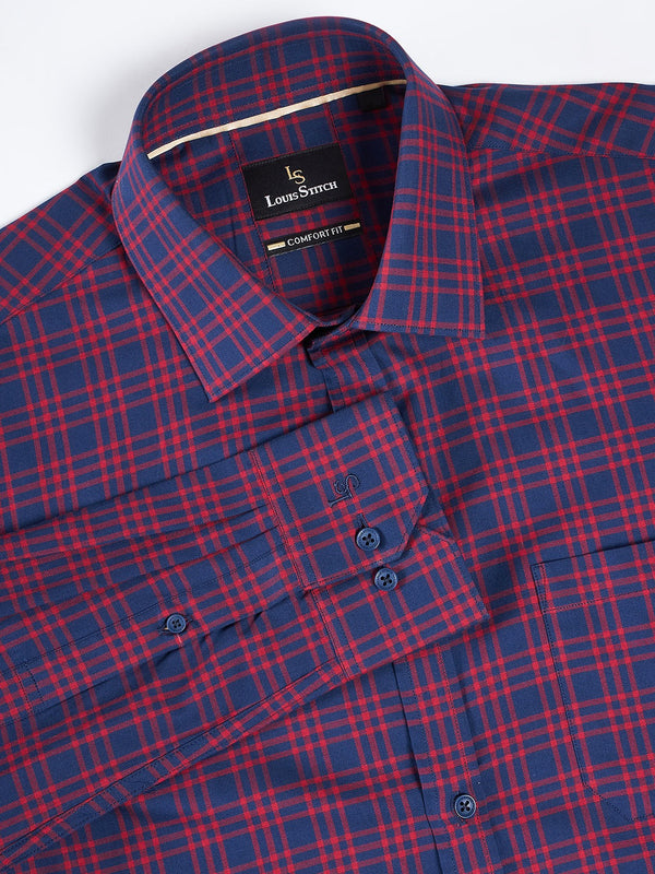 Regular Fit Gingham Checks Blue Shirt For Men