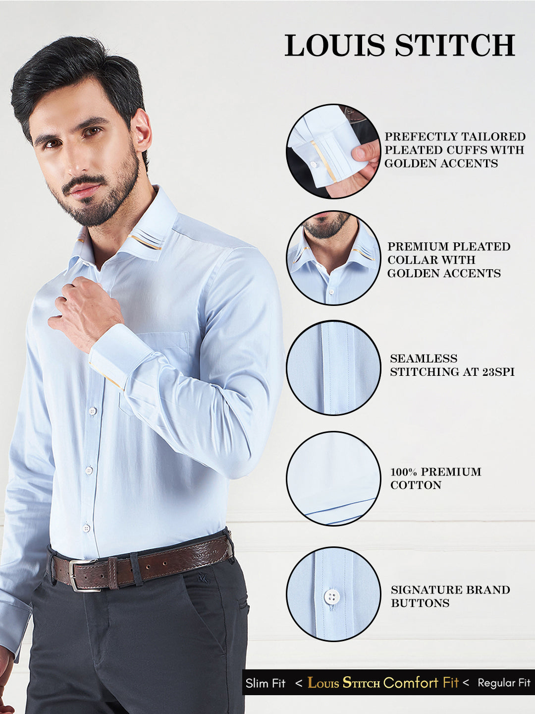 Regular Fit Solid Blue Shirt For Men