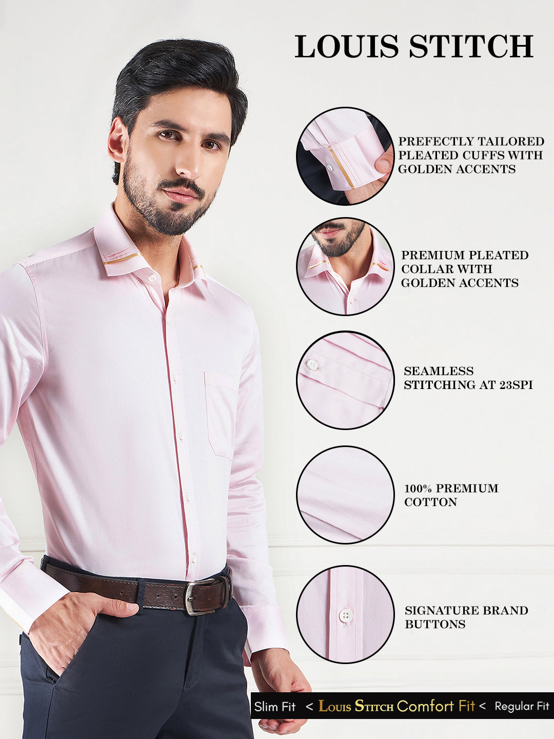 Regular Fit Solid Pink Shirt For Men