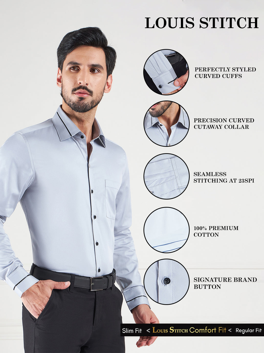 Regular Fit Solid Grey Shirt For Men