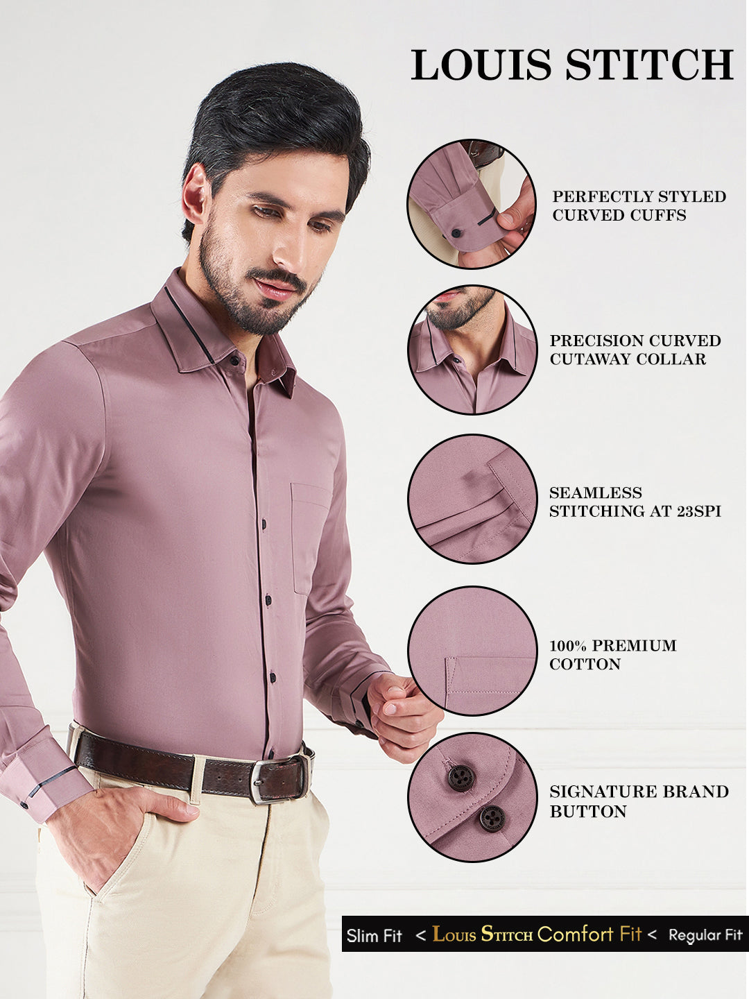 Regular Fit Solid Pink Shirt For Men