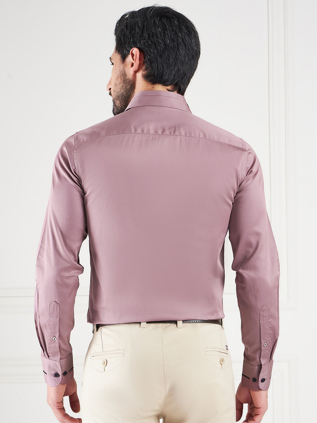 Regular Fit Solid Pink Shirt For Men