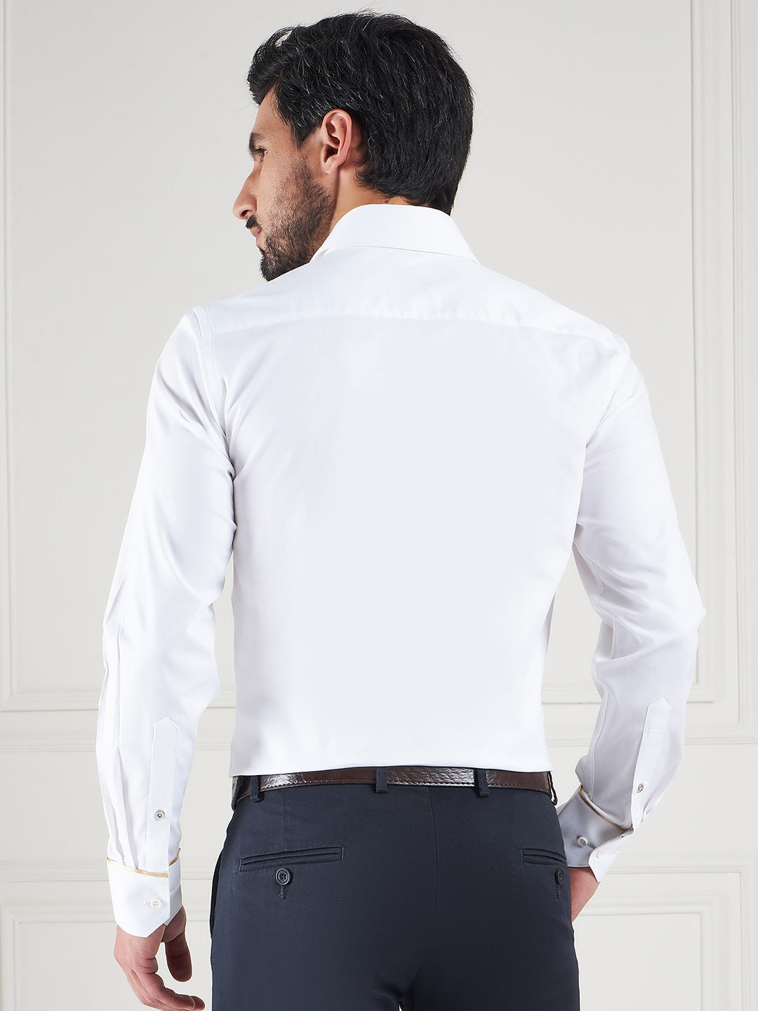 Regular Fit Solid White Shirt For Men