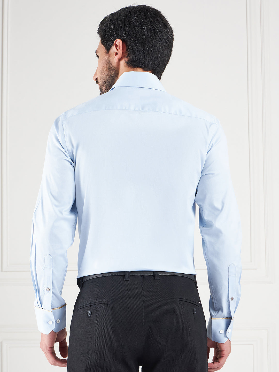 Regular Fit Solid Blue Shirt For Men