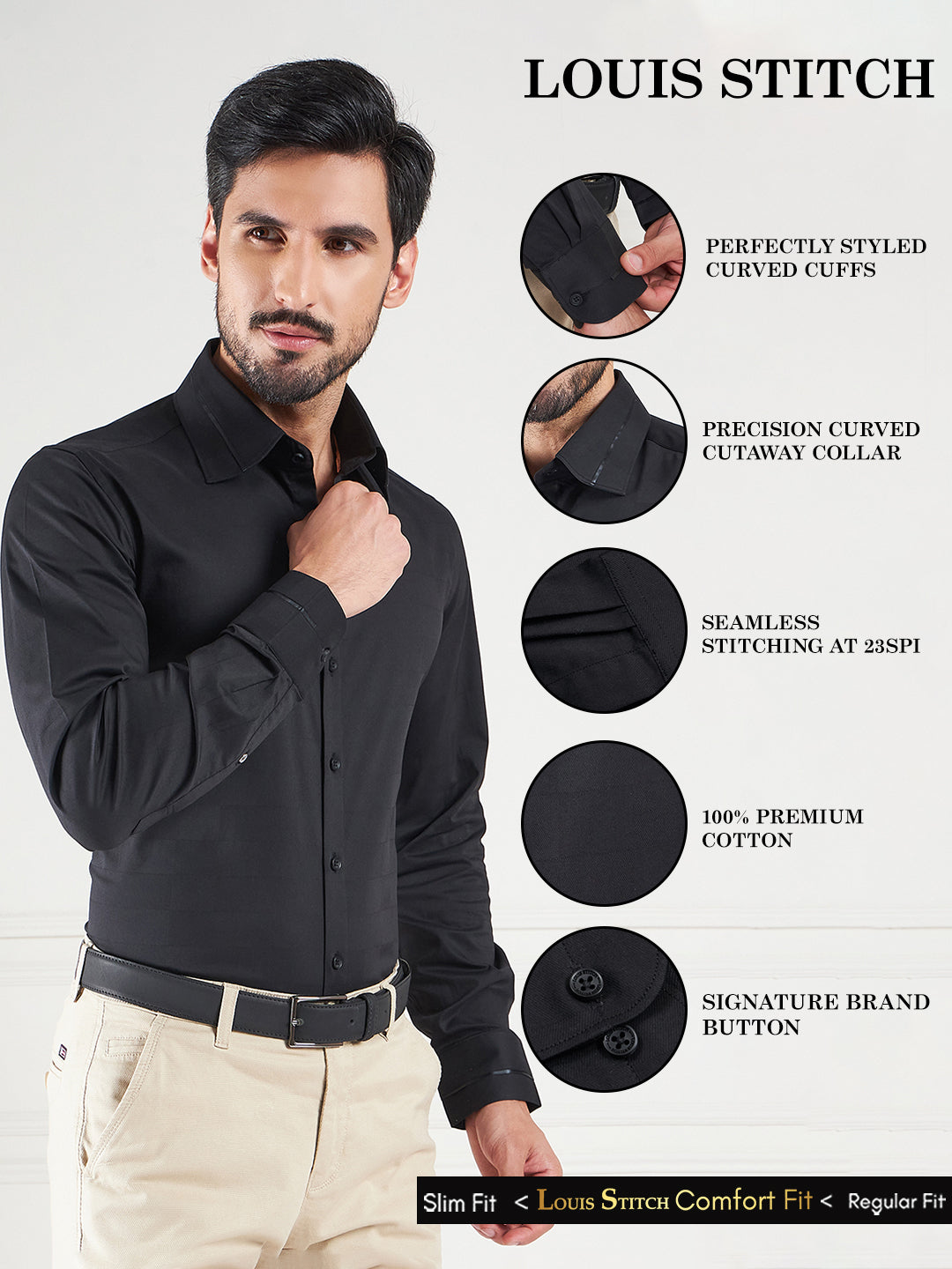 Regular Fit Solid Black Shirt For Men