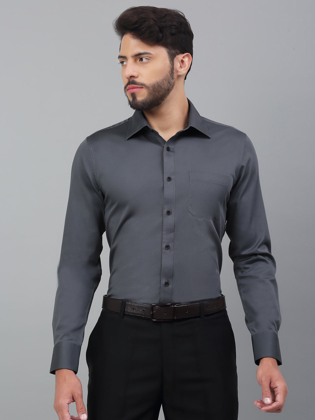 Formal Shirt For Men Luxury Soft Cotton Stylish German Collar Cuffs and Threads Regular Fit Perfectly Handfinished (Mercury Grey)