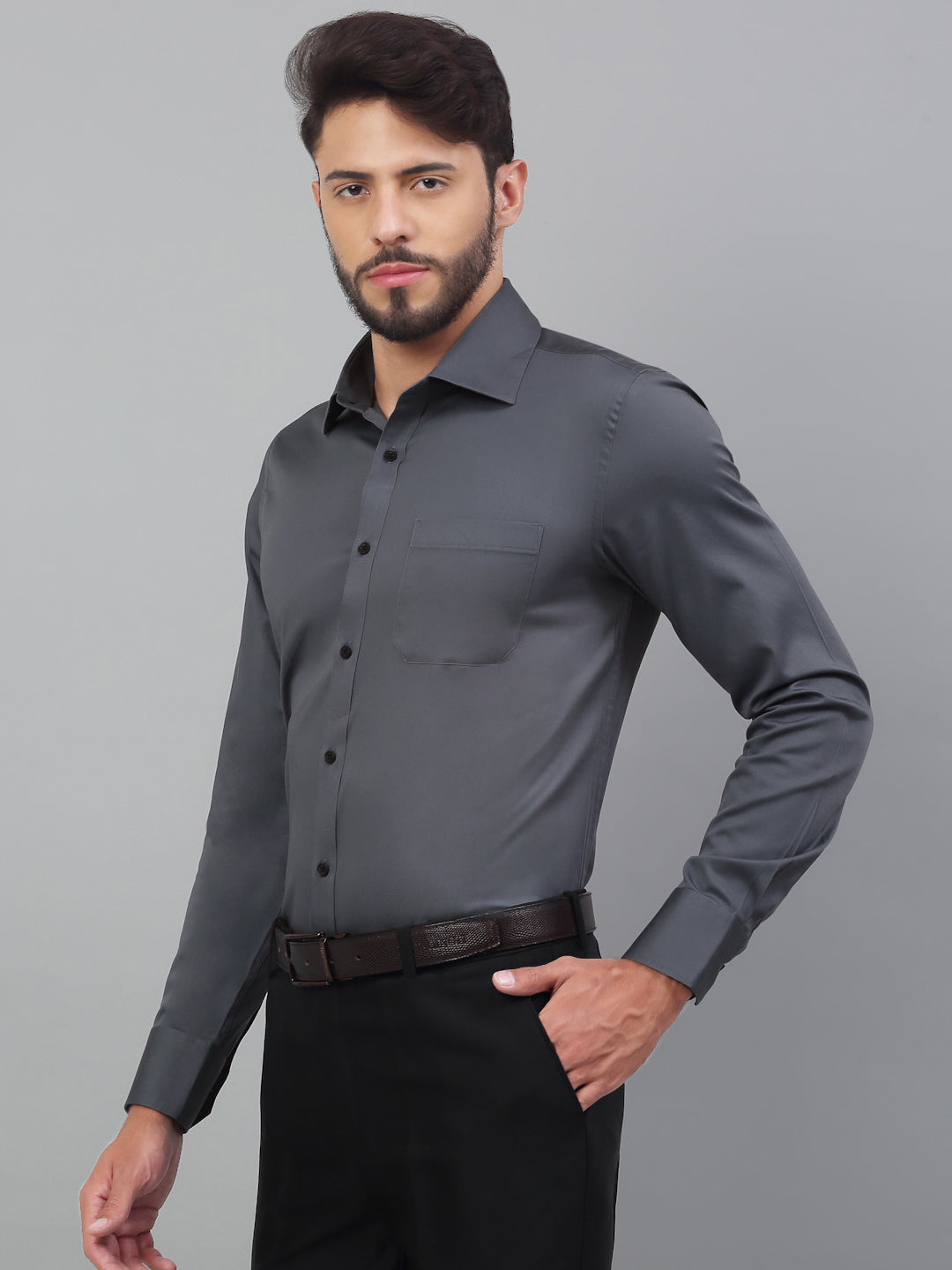 Formal Shirt For Men Luxury Soft Cotton Stylish German Collar Cuffs and Threads Regular Fit Perfectly Handfinished (Mercury Grey)