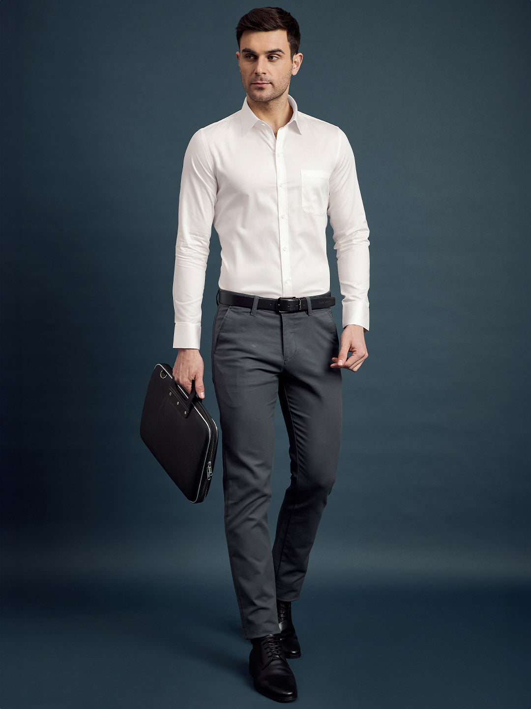 Men's Slim Fit Solid Off-White Formal Shirt