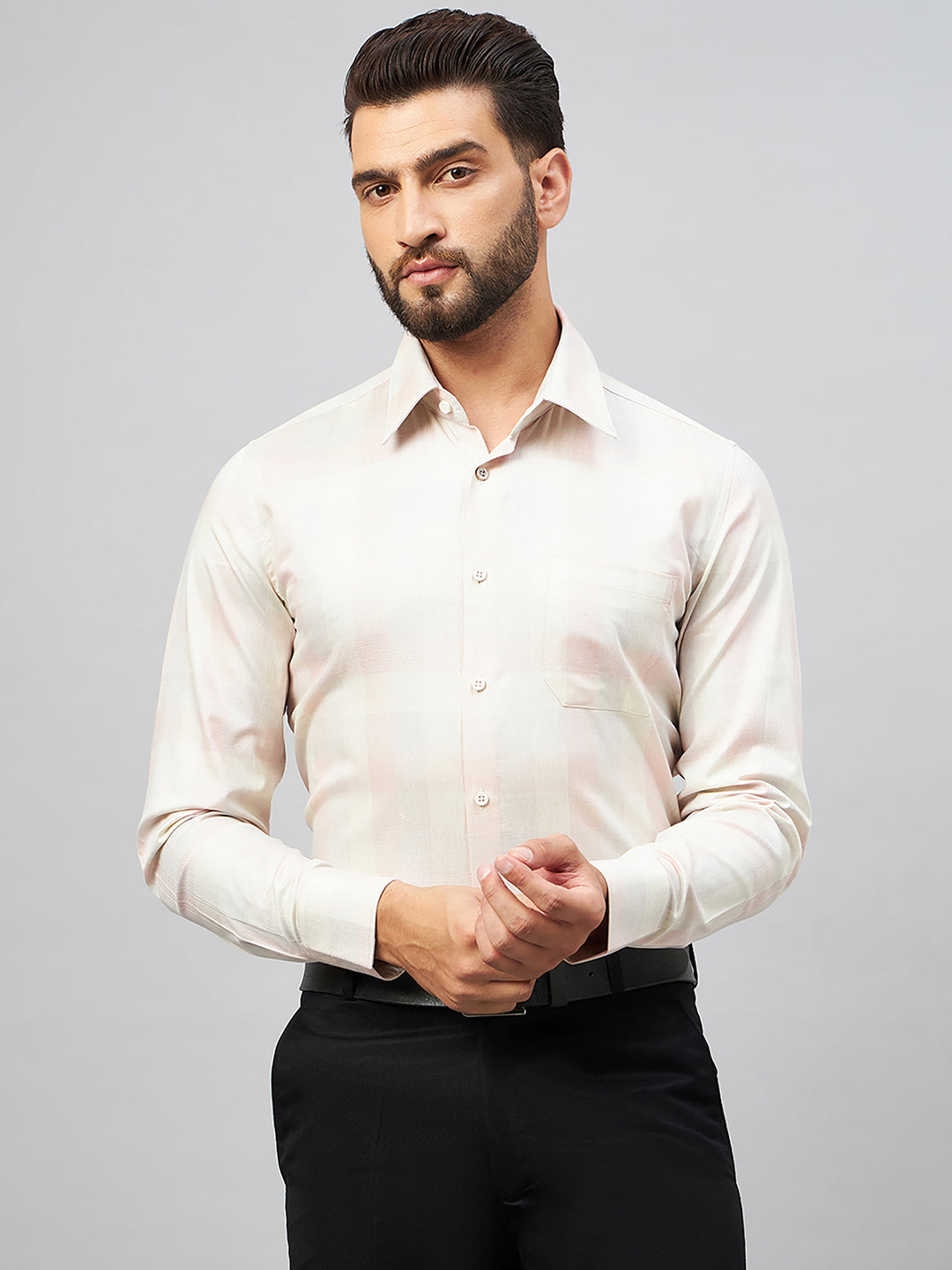 Regular Fit Formal Shirts For Men Perfectly Handfinished Collar & Cuffs