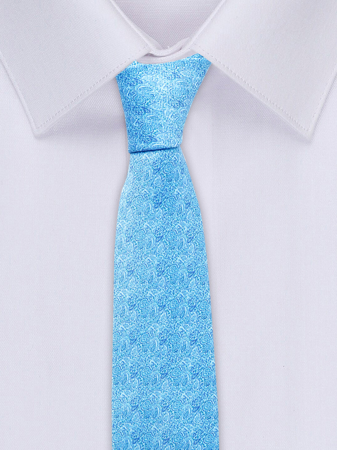 Maya Blue Luxury Italian Silk Necktie Set With Pocket Square Cufflinks Brooch Chrome Tie pin