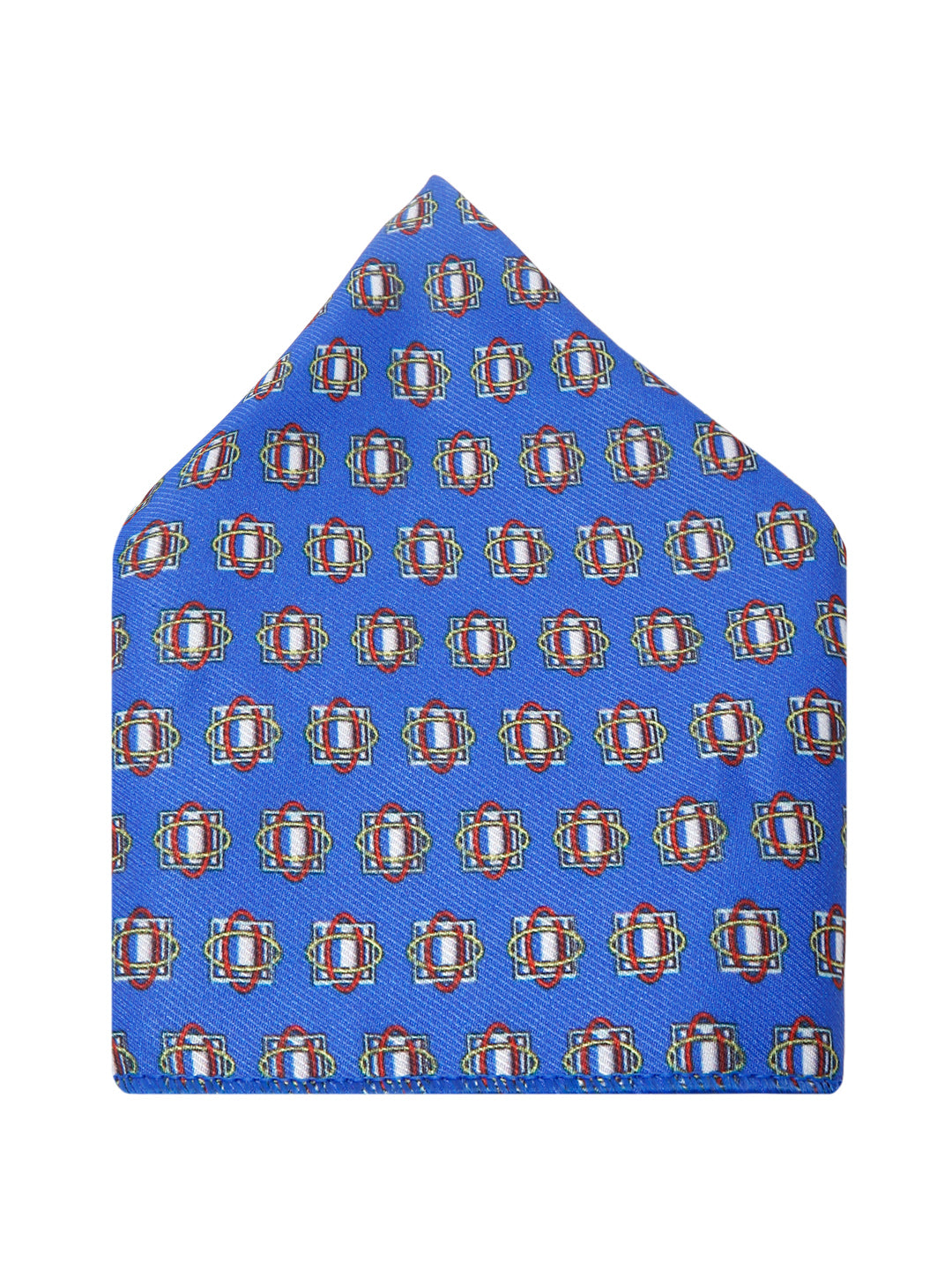 Brandeis Blue Luxury Italian Silk Necktie Set With Pocket Square Cufflinks Brooch Chrome Tie pin