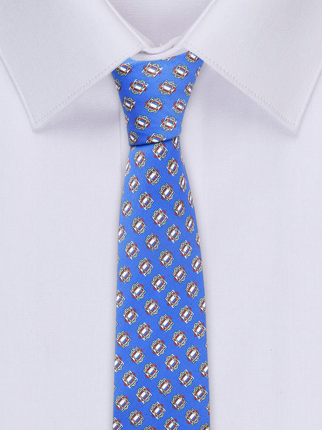 Brandeis Blue Luxury Italian Silk Necktie Set With Pocket Square Cufflinks Brooch Gold Tie pin