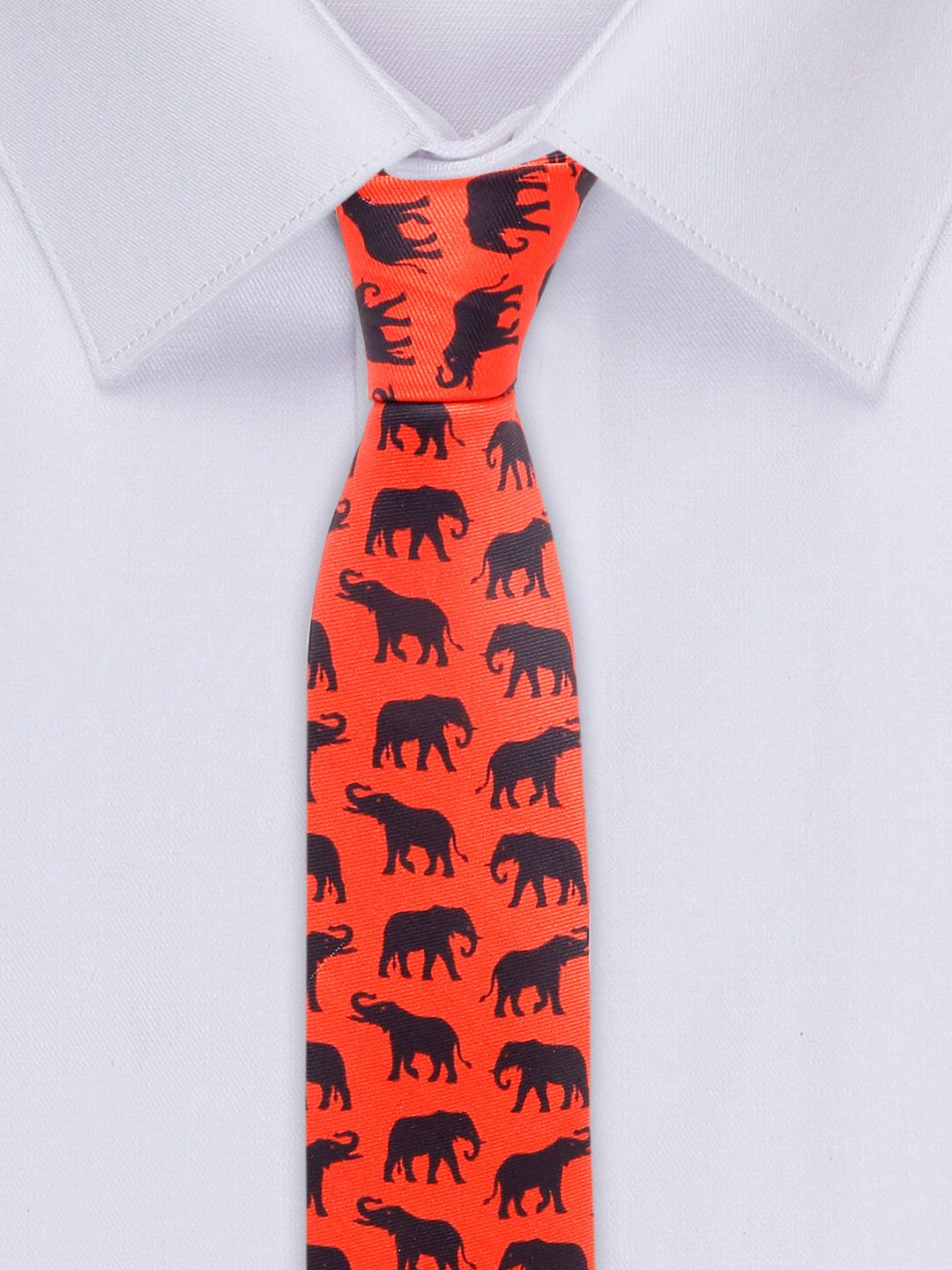 Blaze Orange Luxury Italian Silk Necktie Set With Pocket Square Cufflinks Brooch Chrome Tie pin