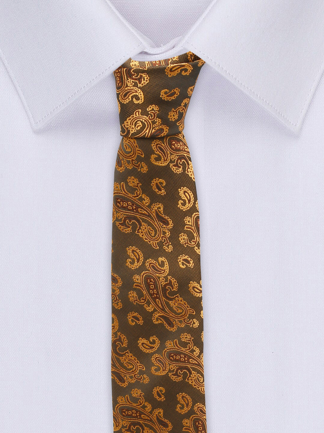 Hickory Brown Luxury Italian Silk Necktie Set With Pocket Square Cufflinks Brooch Chrome Tie pin