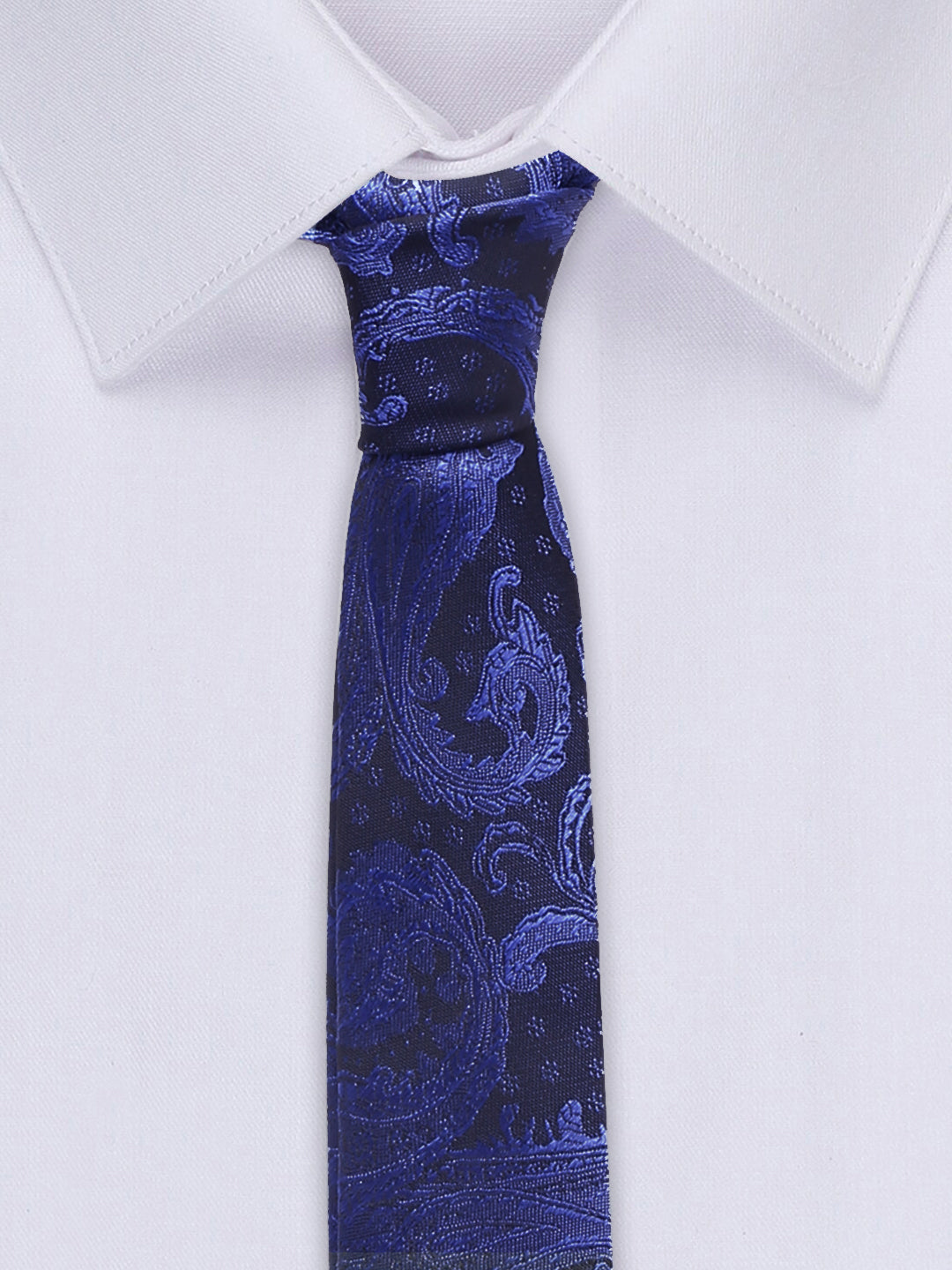 Royal Blue Luxury Italian Silk Necktie Set With Pocket Square Cufflinks Brooch Chrome Tie pin