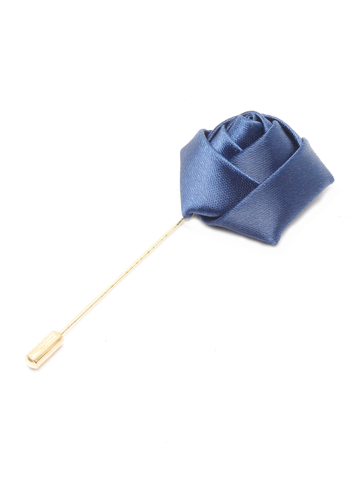 Prussian Blue Luxury Italian Silk Necktie Set With Pocket Square Cufflinks Brooch Gold Tie pin